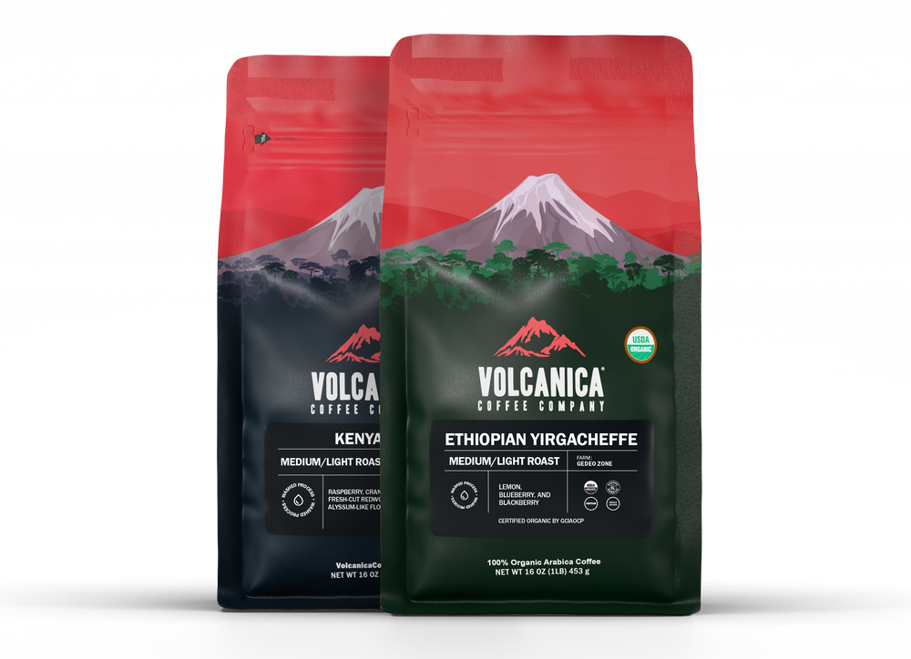 2-Pack Bundle - Ethiopia Yirgacheffe & Kenya AA 16 oz each - Volcanica Coffee