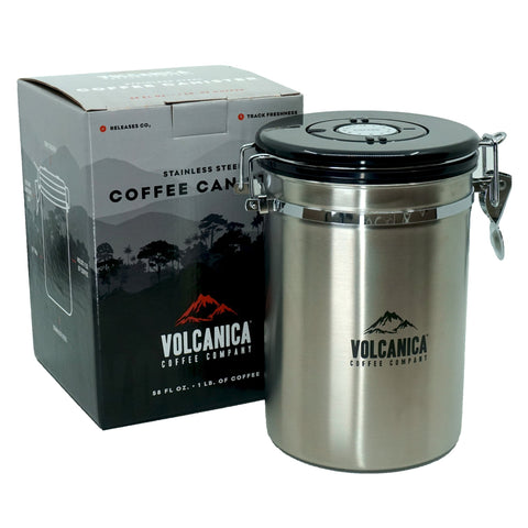 Coffee Canister, Stainless Steel, Large 58 fl. oz - Volcanica Coffee